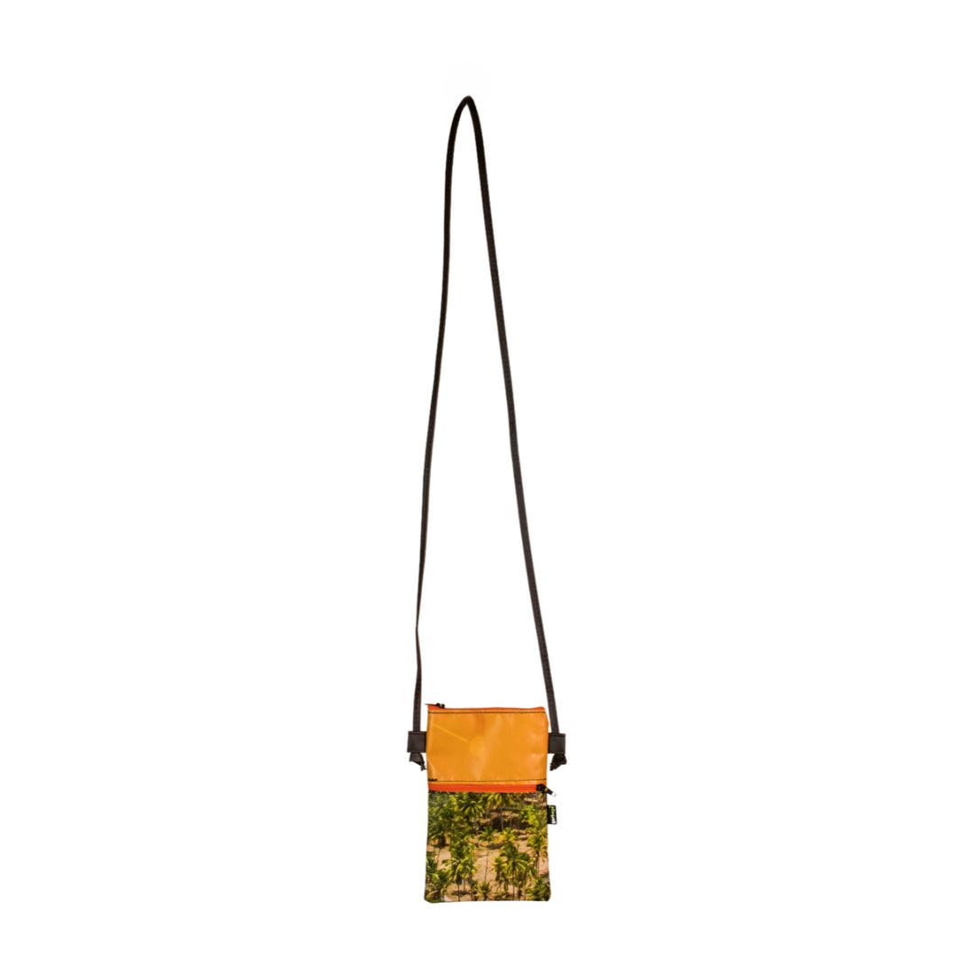 Crossbody Phone bag publicity banner green trees & orange