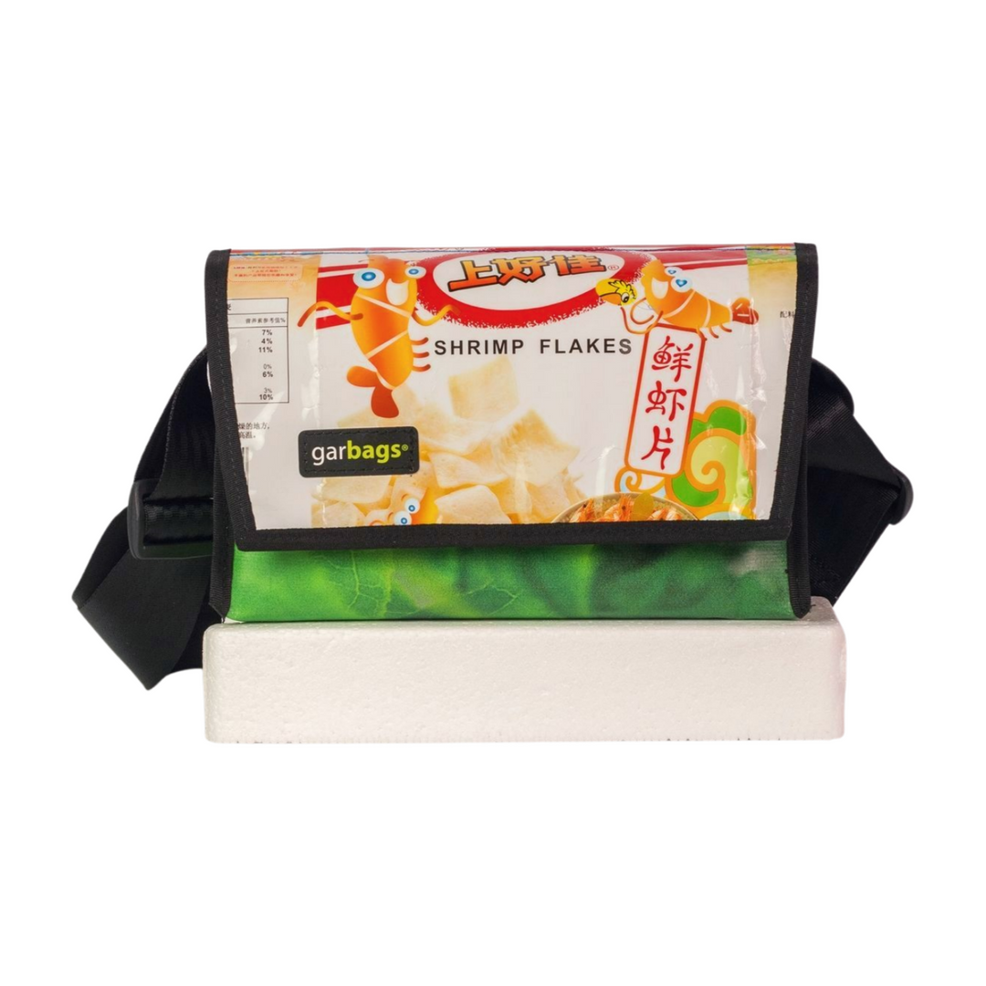 messenger bag / bike handlebar XS publicity green banner & orange chips package