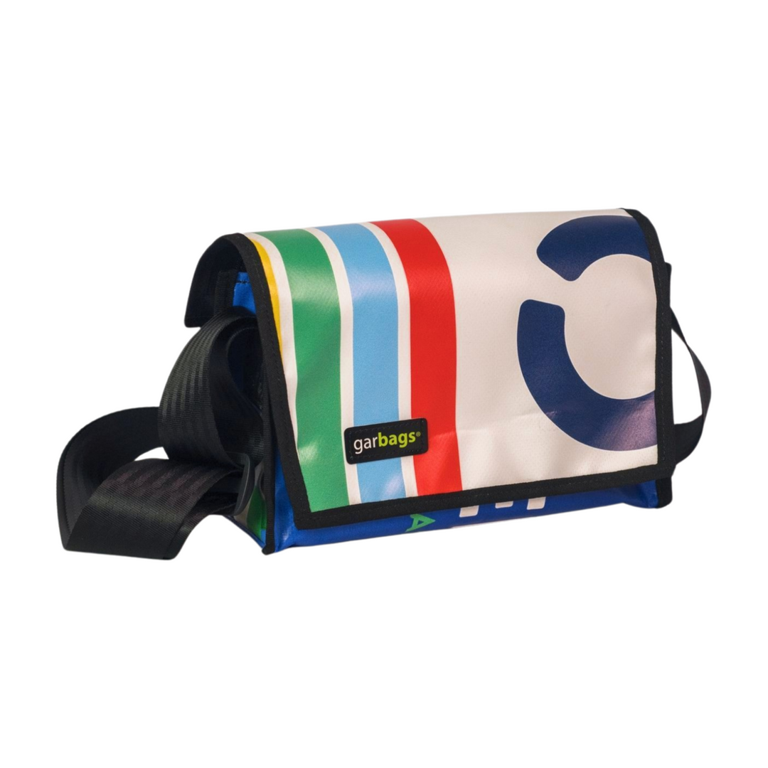 messenger bag / bike handlebar XS publicity banner green, blue, white & red