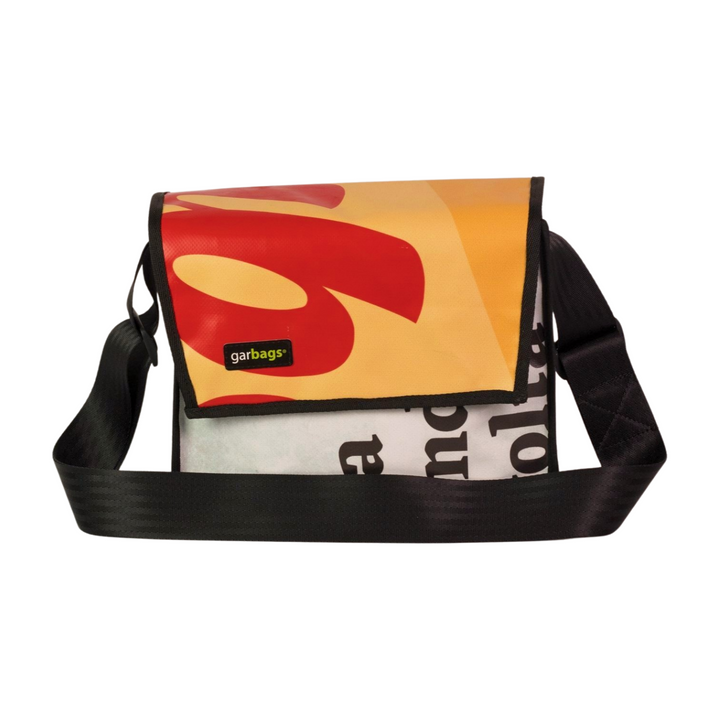 messenger bag M publicity banner red, yellow & black letters
