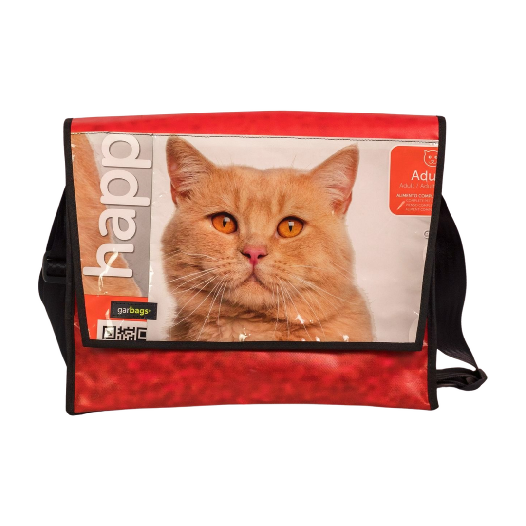 messenger bag XL cat food package red