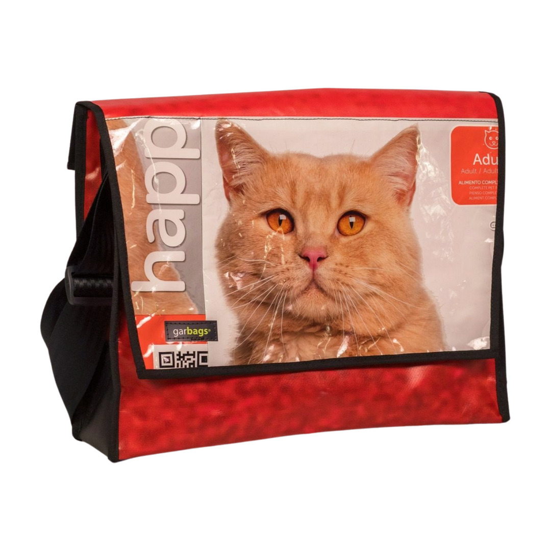 messenger bag XL cat food package red