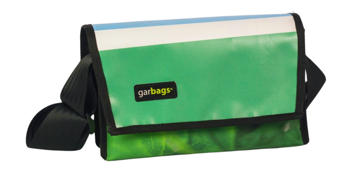 messenger bag / bike handlebar XS publicity banner green & blue