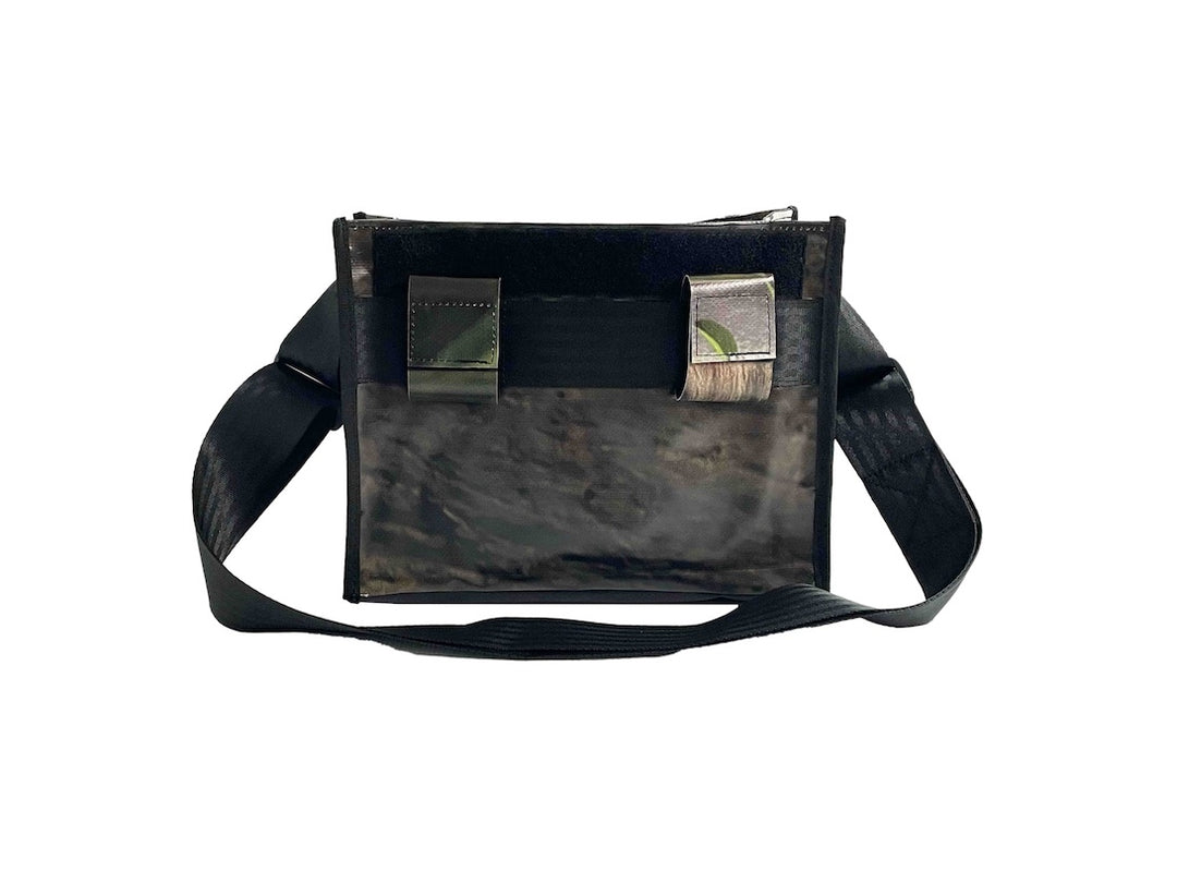 messenger bag base M banner dark green leaves