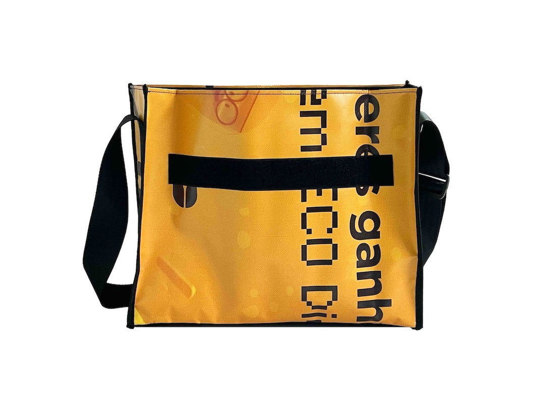 messenger bag base XL publicity banner yellow & black letters