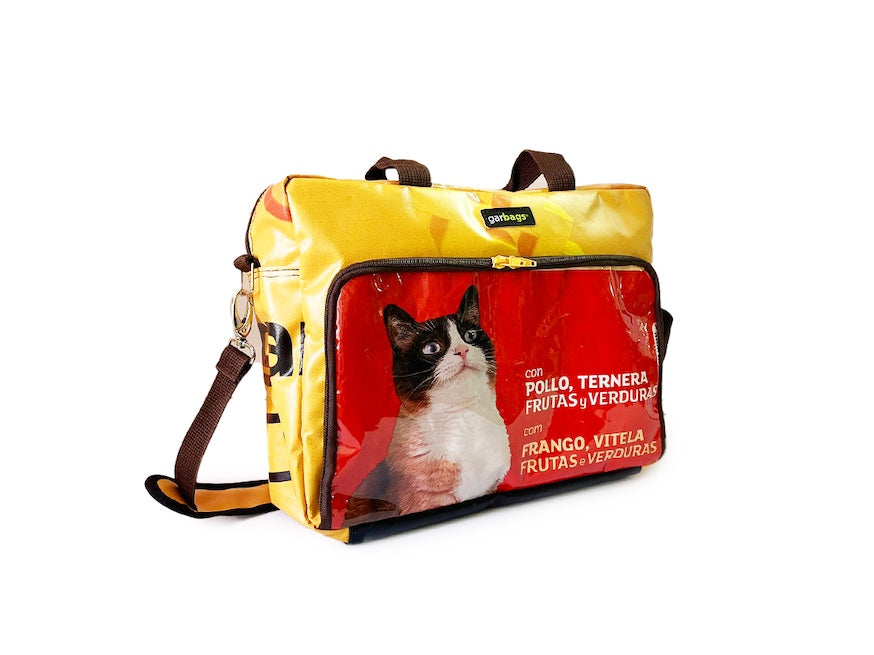 computer bag pet food package red with black & white cat