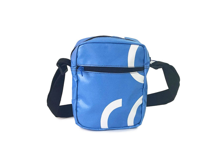 Crossbody bag white & blue dog food packages