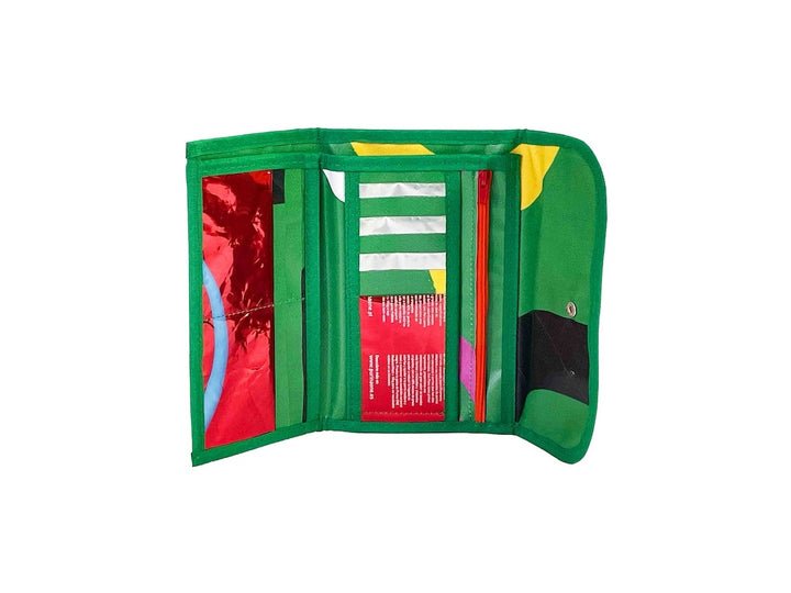 document holder pet food package green & red