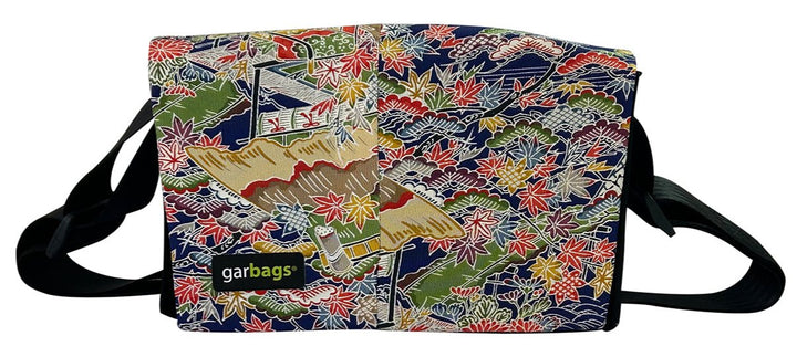 messenger bag / bike handlebar XS publicity banner & blue, red and green kimono