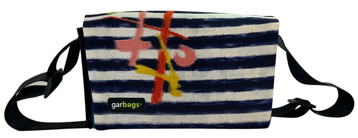 messenger bag / bike handlebar XS publicity banner & blue and white kimono