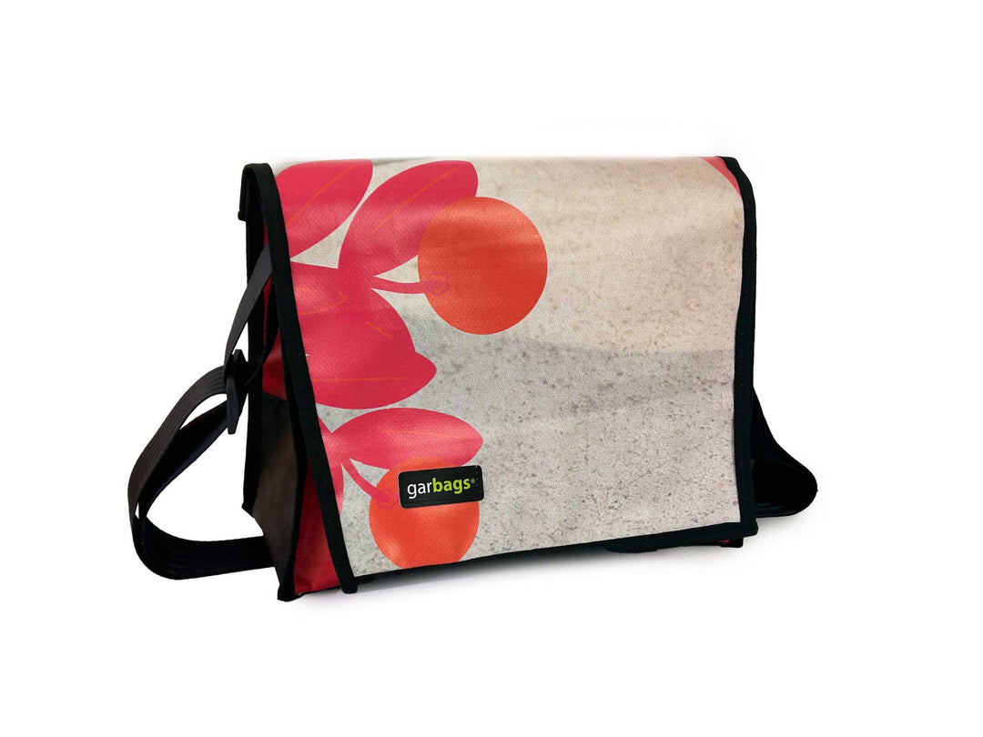 messenger bag XL pub banner orange, white & pink