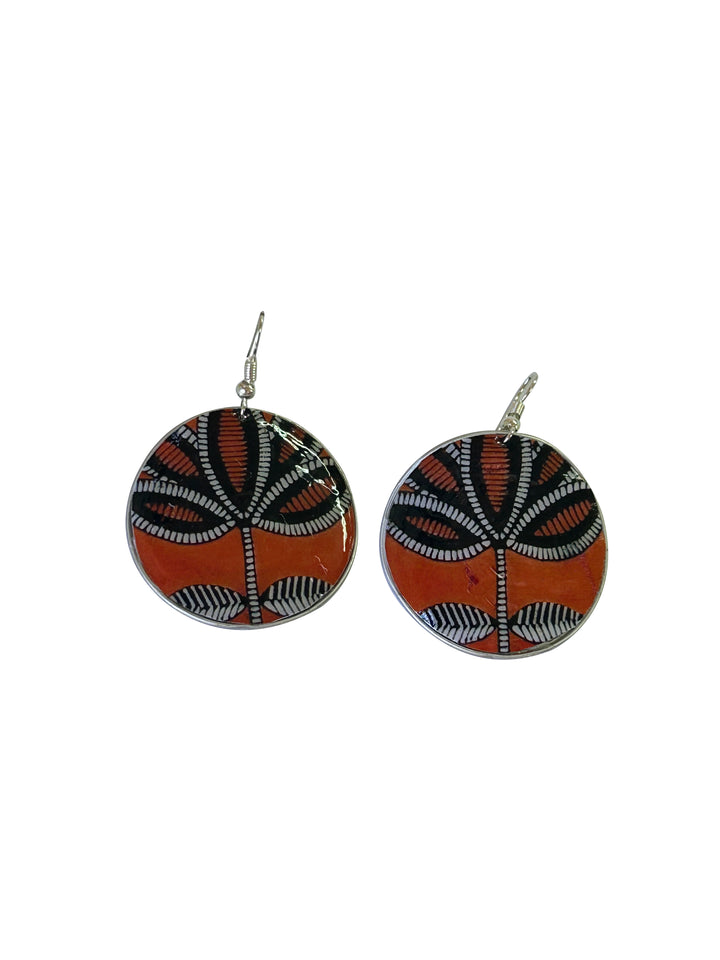 hook earrings orange, black & white flowers coffee capsules
