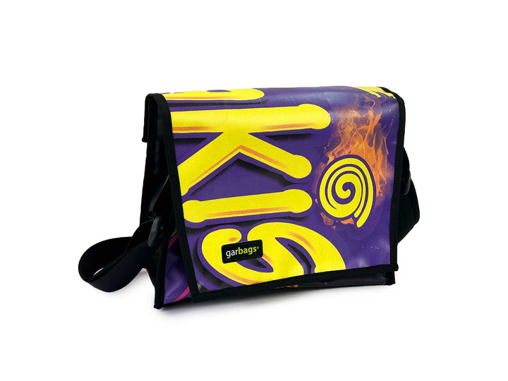 messenger bag XL pub banner bright purple & yellow