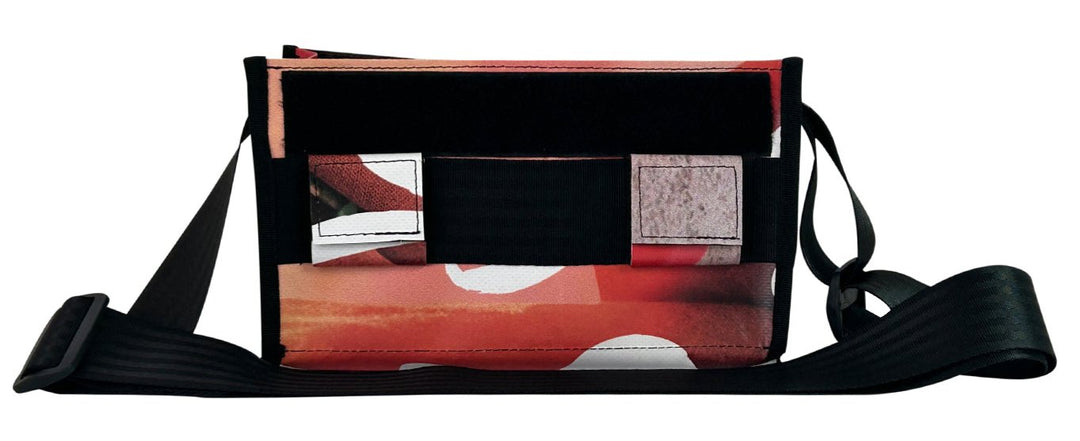 messenger bag / bike handlebar base XS dark red and white