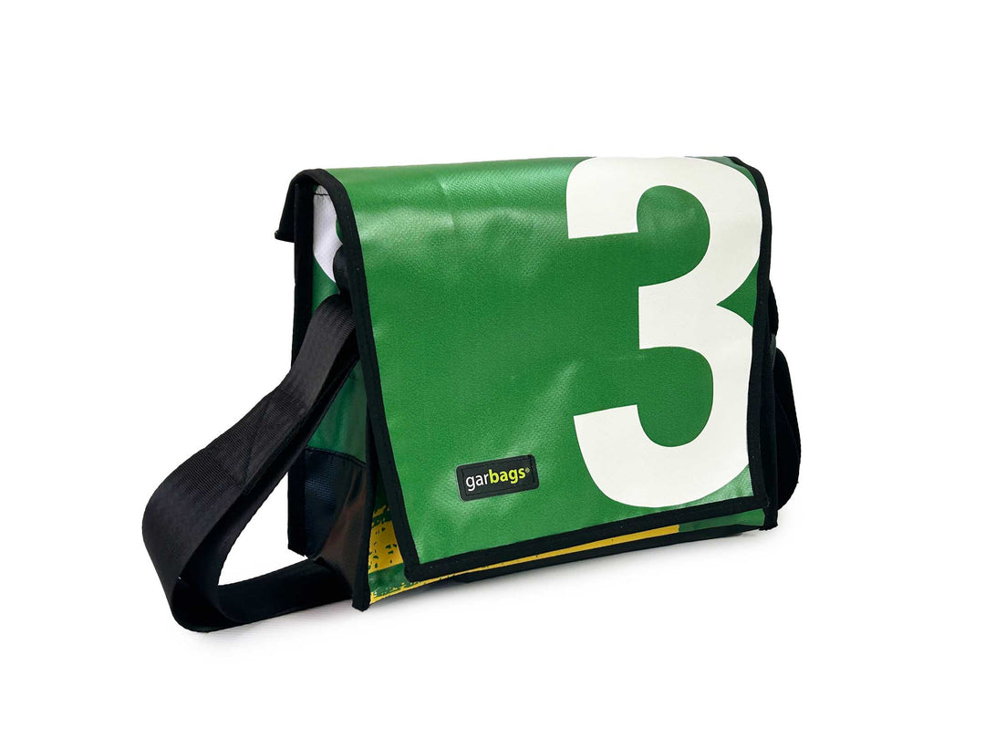 messenger bag XL pub banner green & white