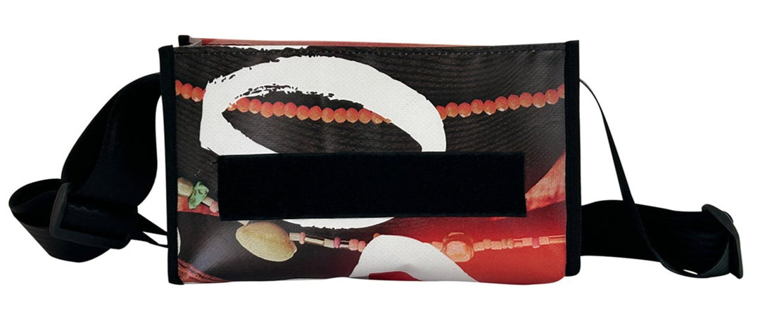 messenger bag / bike handlebar base XS dark red and white