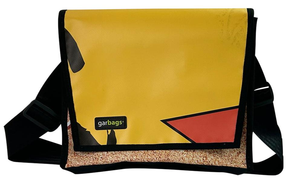 messenger bag M publicity banner black, yellow & red