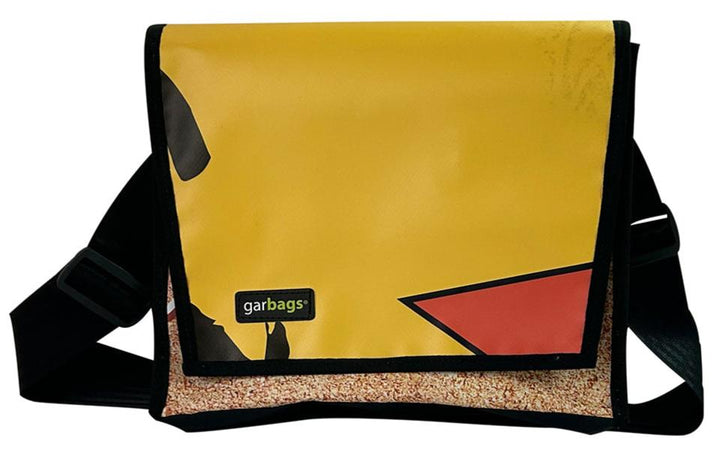 messenger bag M publicity banner black, yellow & red