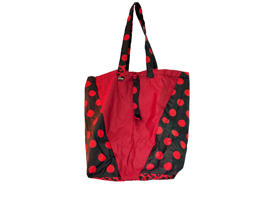 shopping bag umbrella black and red dots