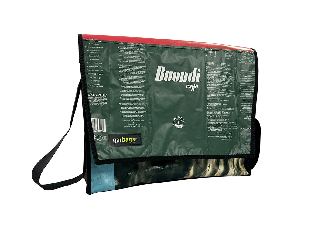 messenger bag XL coffee package green and blue