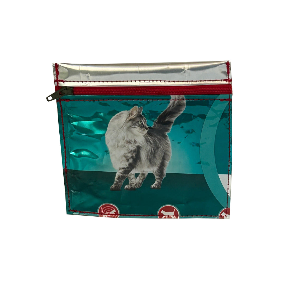 microcase cat food package blue shiny