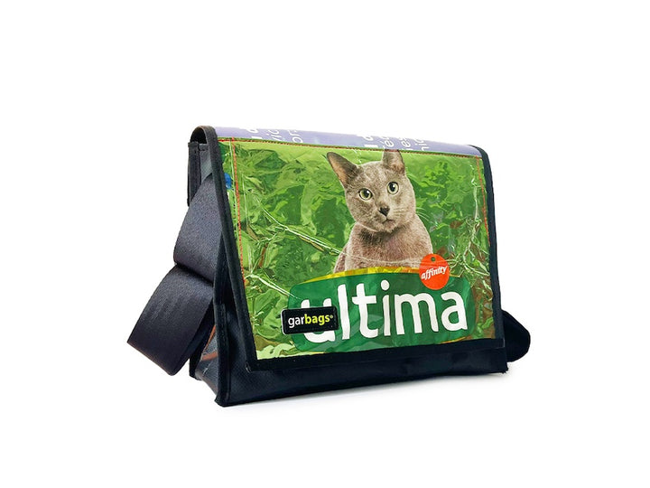 messenger bag M cat food package bright green