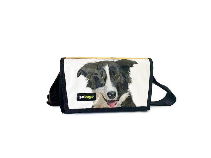 messenger bag / bike handlebar XS publicity banner & dog food package black & white