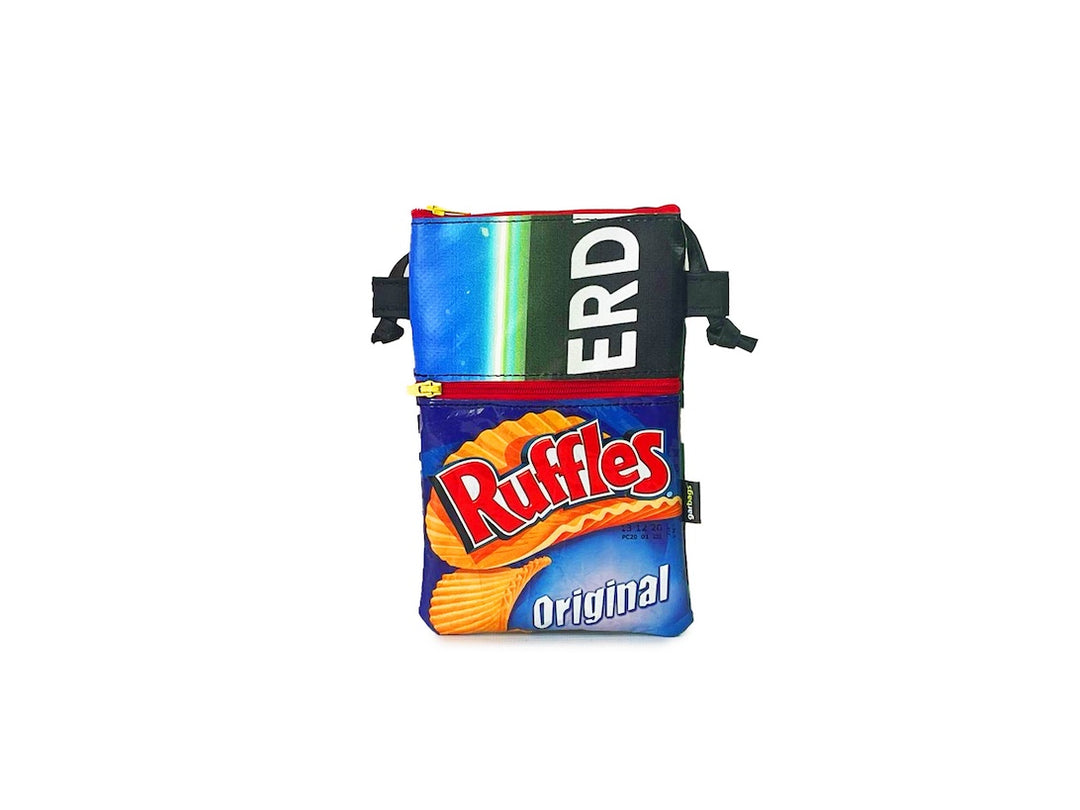 Crossbody Phone bag chips package blue, green & red