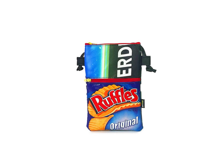 Crossbody Phone bag chips package blue, green & red