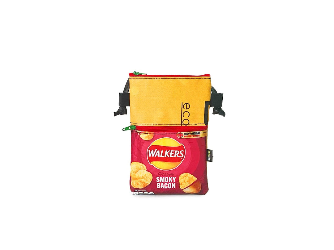 Crossbody Phone bag chips package dark pink & yellow