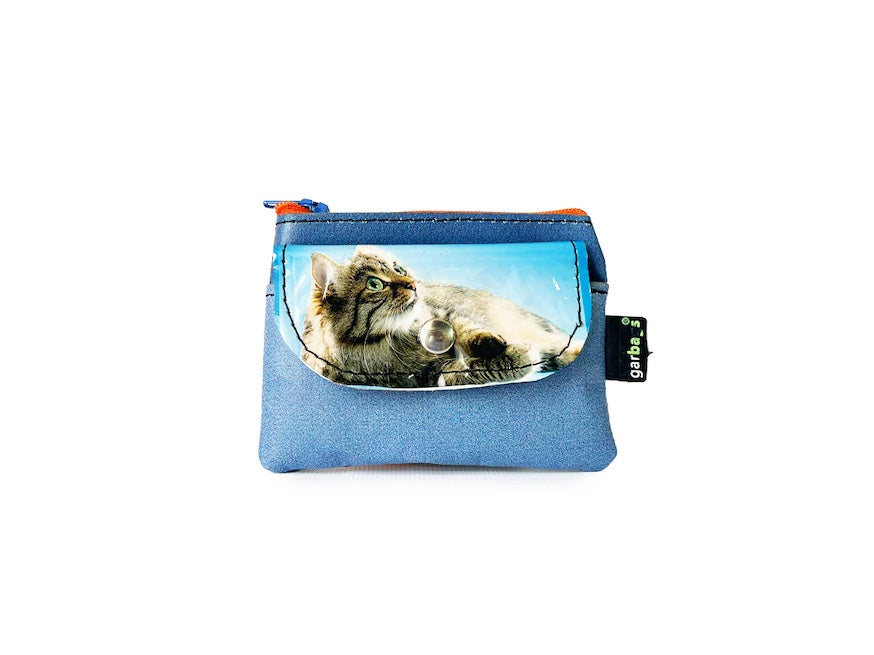 pop purse cat food package light blue & white