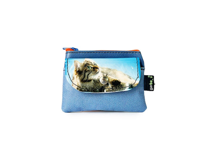 pop purse cat food package light blue & white