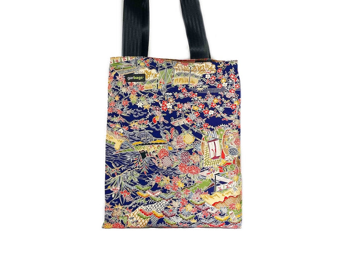 shopping bag orange & blue kimono