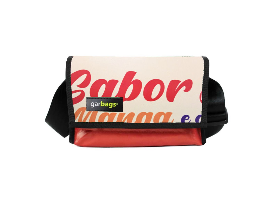 messenger bag / bike handlebar XS publicity banner beige & red