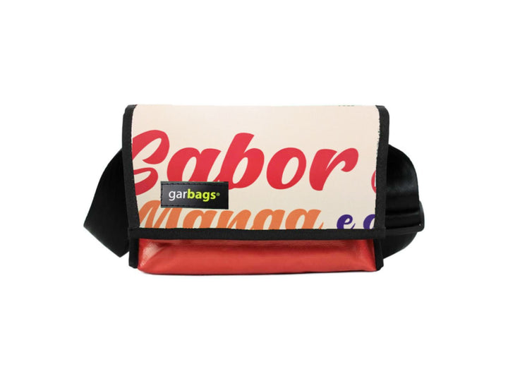 messenger bag / bike handlebar XS publicity banner beige & red