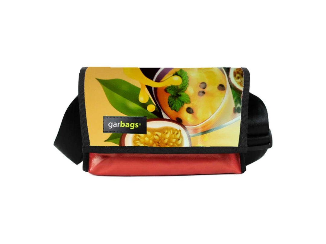 messenger bag / bike handlebar XS publicity banner yellow passion fruit & red