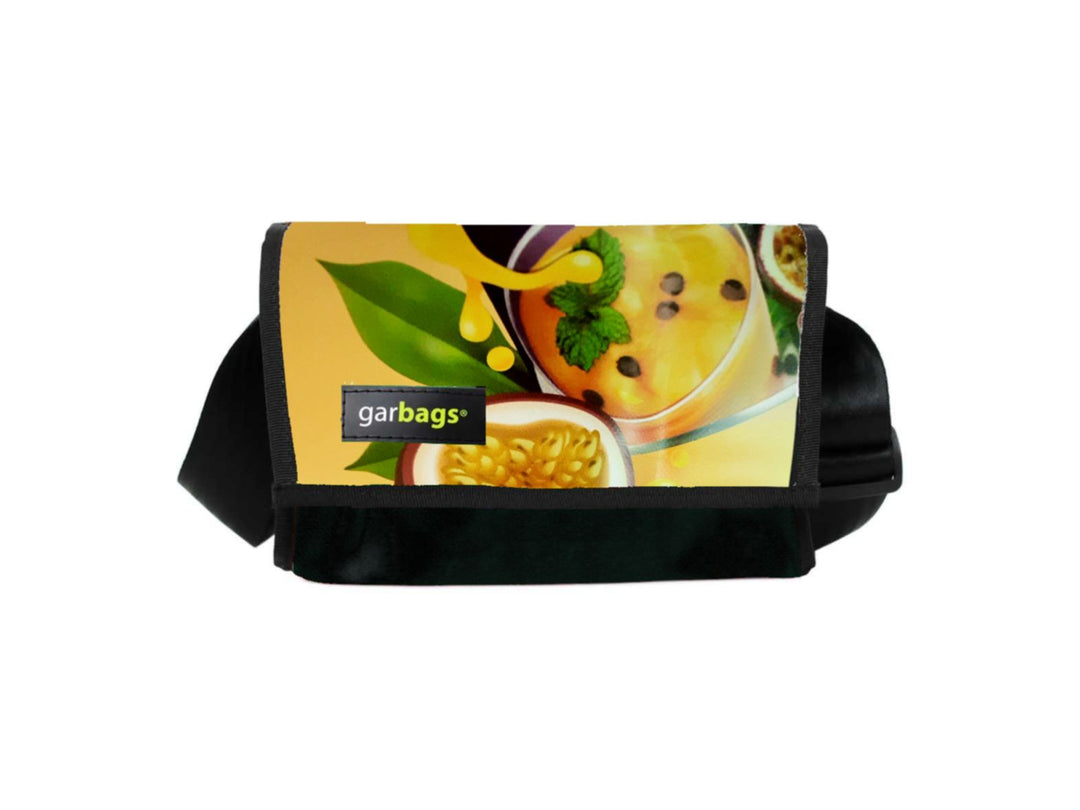 messenger bag / bike handlebar XS publicity banner yellow passion fruit & black