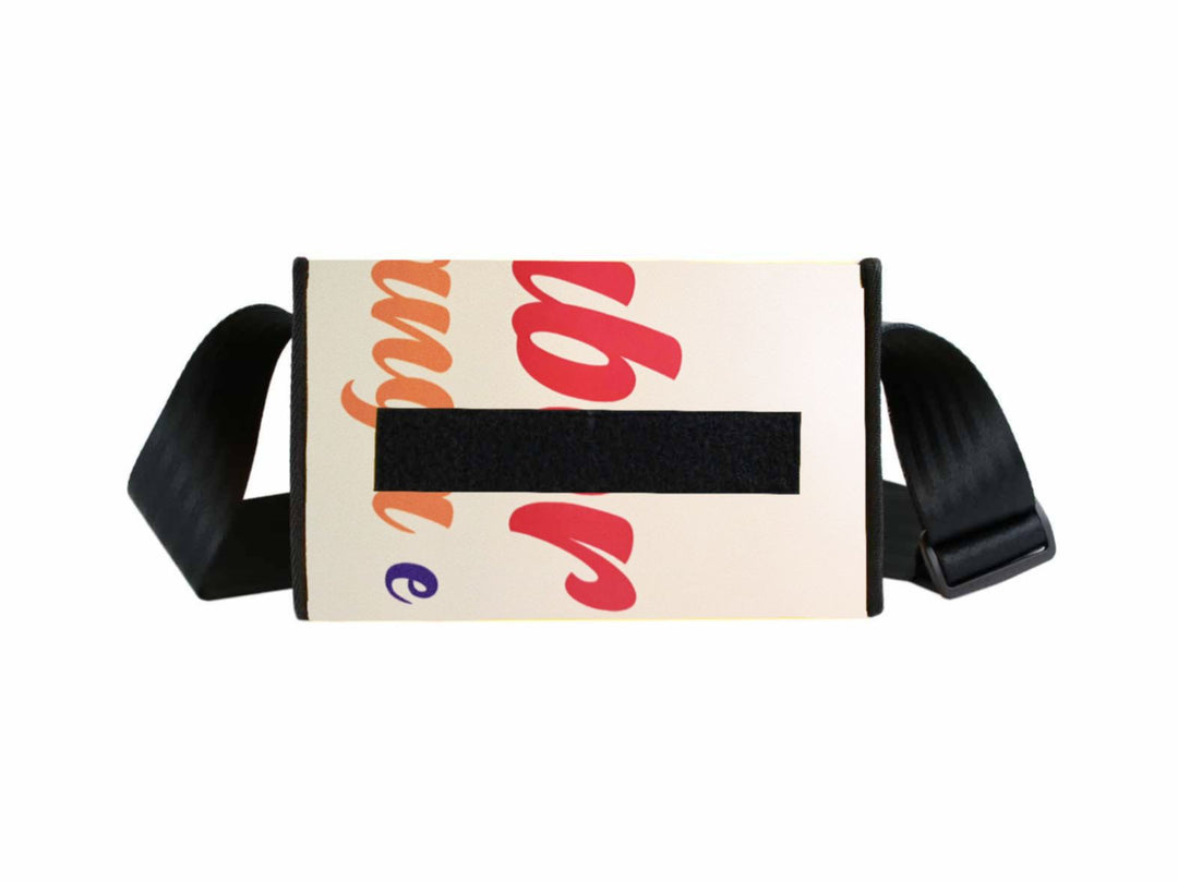 messenger bag / bike handlebar base XS beige & red letters