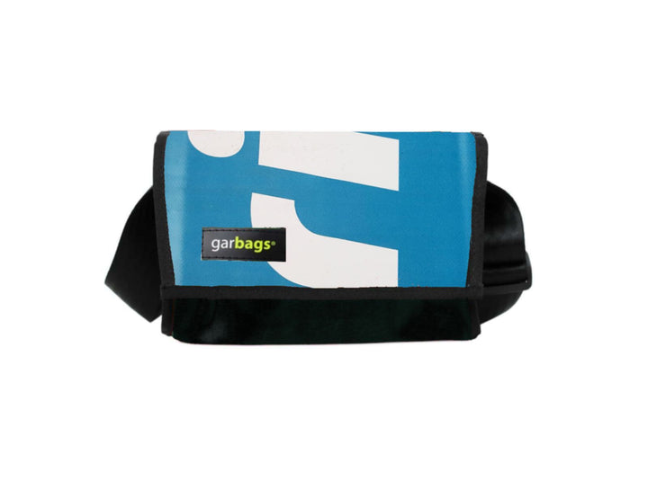 messenger bag / bike handlebar XS publicity banner blue & white letters 2