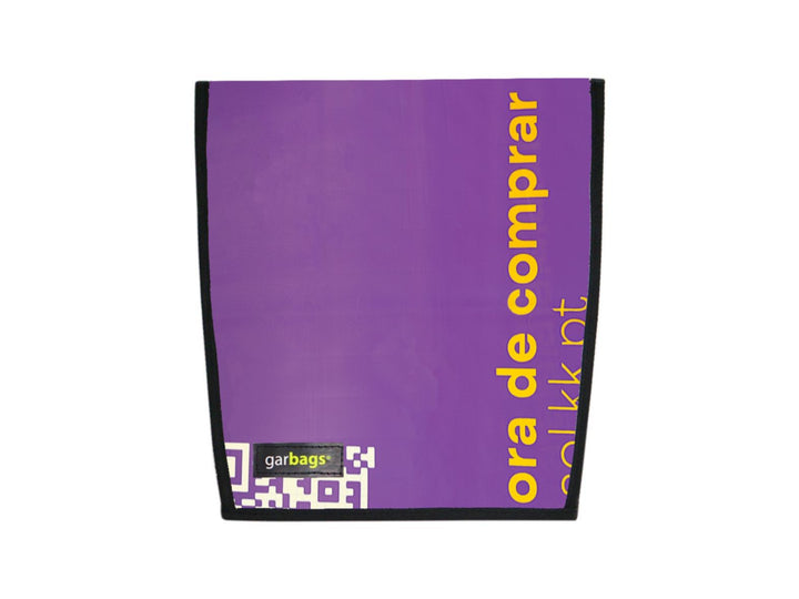 extraflap M publicity banner purple & yellow letters