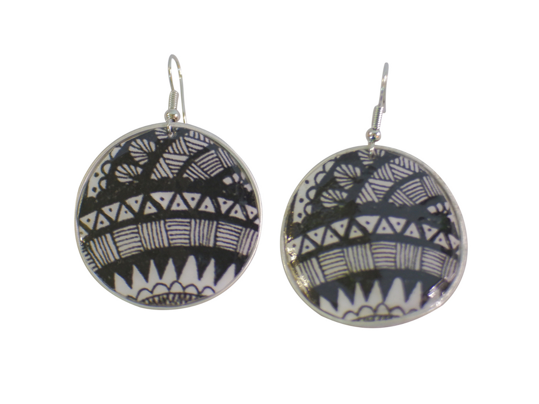 hook earrings black & white patterns coffee capsules