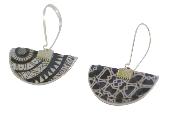 long earrings black & white patterns coffee capsules
