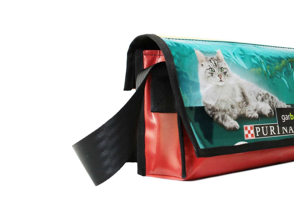messenger bag / bike handlebar XS publicity banner cat blue shiny - Garbags