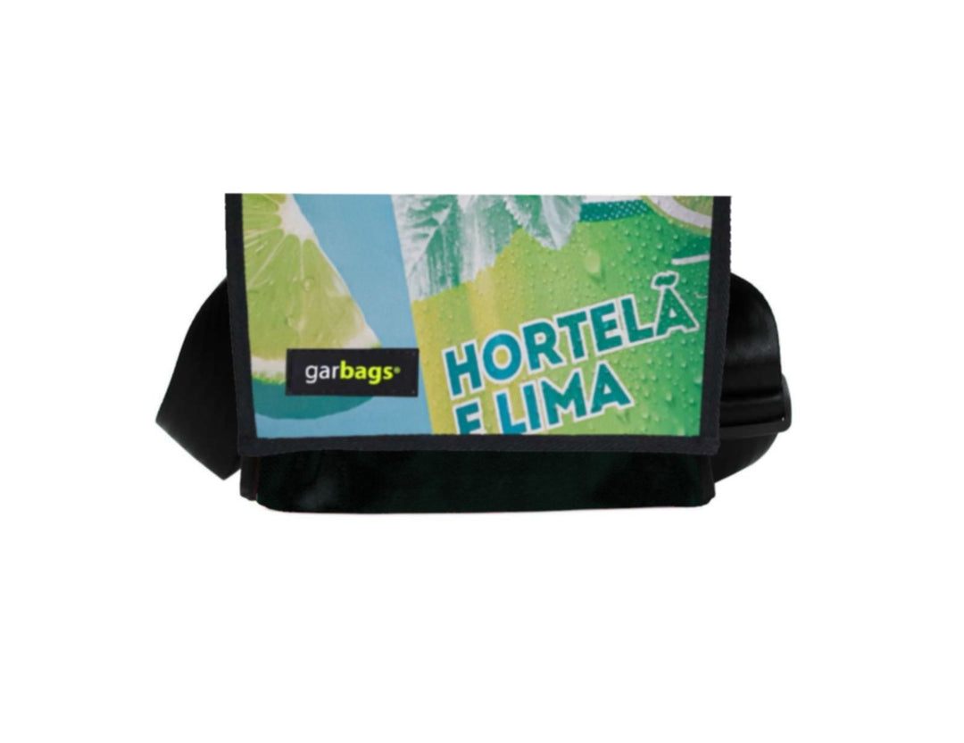 messenger bag / bike handlebar XS publicity banner green & blue letters