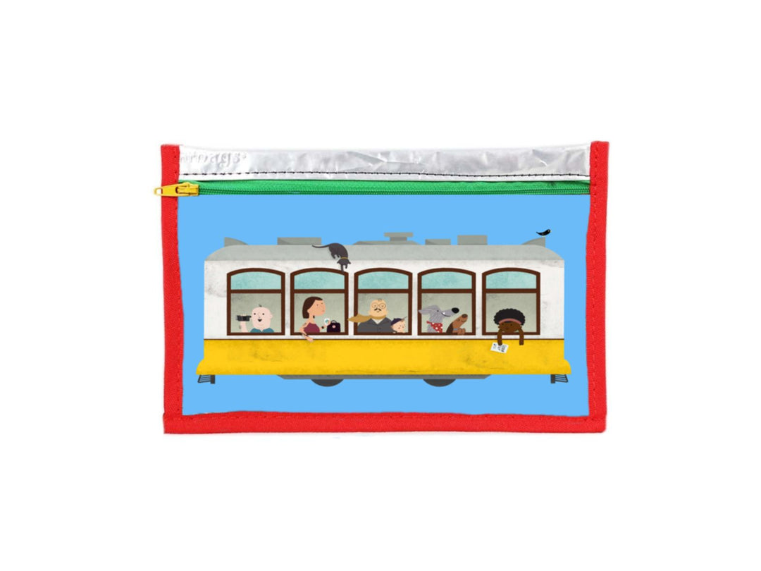 pencil case *Tiago M.* blue & yellow tram