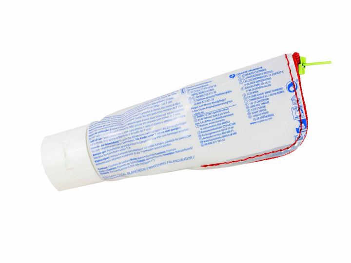 pencil case toothpaste tube red & white