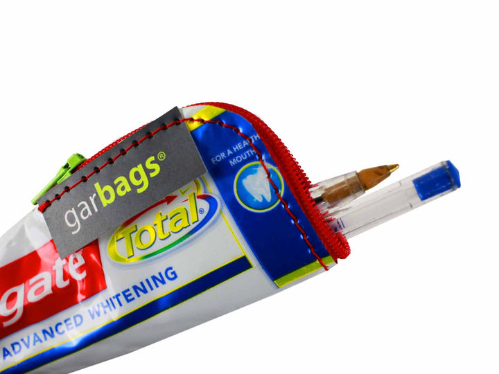 pencil case toothpaste tube red & white
