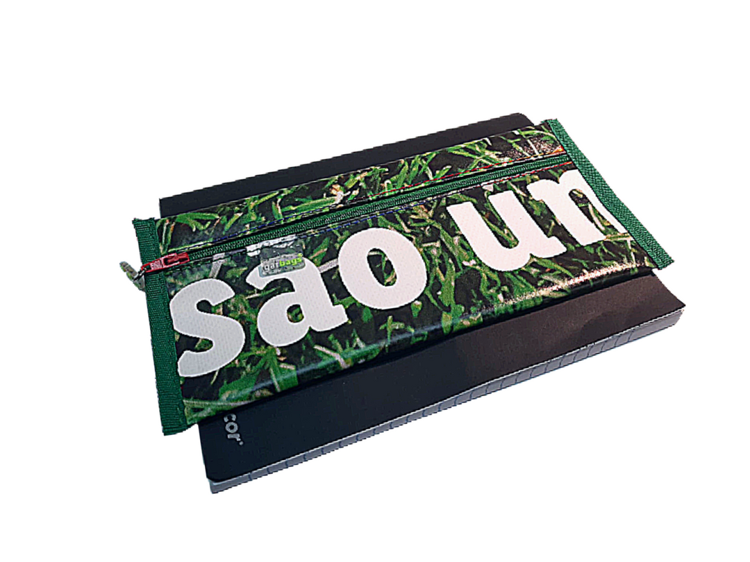 pencil case elastic publicity banner dark green