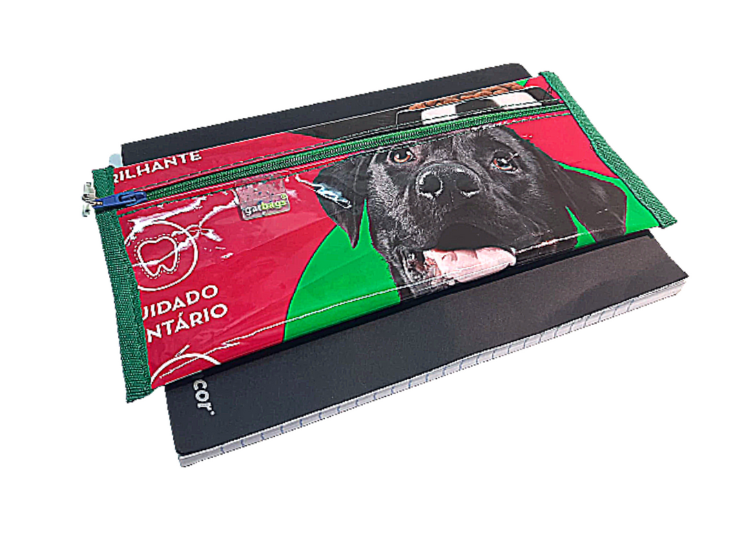 pencil case elastic dog food package labrador pink & green