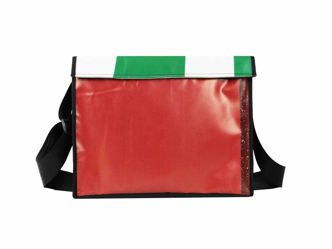 messenger bag XL publicity banner red & green